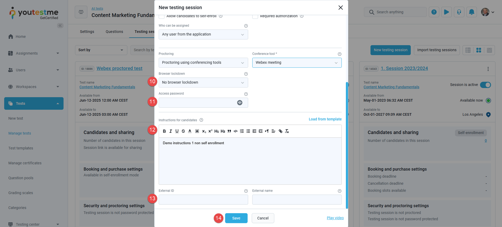 Session additionnal settings