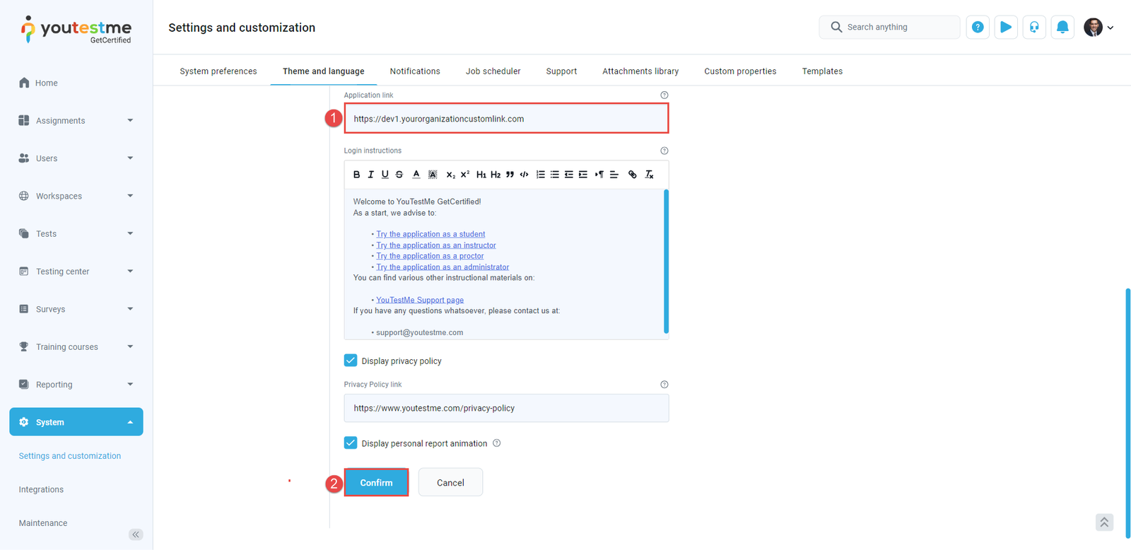 White labeling - Application link